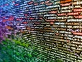 Laptop screen show abstract computer programming code script. Coding programmer abstract background. Software engineer at work. Royalty Free Stock Photo
