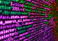 Laptop screen show abstract computer programming code script. Computer program preview. Software background technology. Software