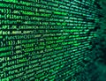 Laptop screen show abstract computer programming code script. Search engine optimization for better rankings with anchor tags for Royalty Free Stock Photo