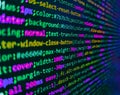 Laptop screen show abstract computer programming code script. Web abstract programming and created virus on laptop screen. Python Royalty Free Stock Photo