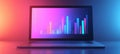 Laptop with Growing Bar Chart, AI Generated Royalty Free Stock Photo