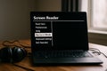 Laptop screen showing screen reader interface Royalty Free Stock Photo