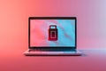 Laptop screen shows a lock icon on the screen Royalty Free Stock Photo