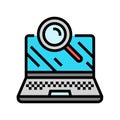 laptop search magnifying glass color icon vector illustration