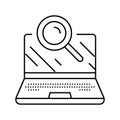 laptop search magnifying glass line icon vector illustration