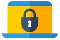 Laptop security color icon. Password protection device