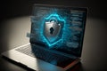 Laptop security firewall privacy protection concept. generative ai Royalty Free Stock Photo