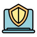 Laptop security icon vector flat