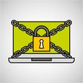 Laptop security padlock with chain concept Royalty Free Stock Photo