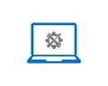 Laptop Service Logo. Laptop and Gears Icon with Update Screen.
