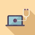 Laptop service stethoscope icon flat vector. Button tool