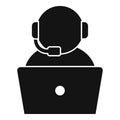 Laptop service support icon, simple style