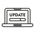 Laptop service update icon outline vector. Button tool