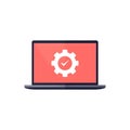 Laptop with Settings Gear Icon Royalty Free Stock Photo