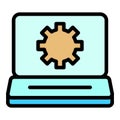 Laptop settings icon vector flat
