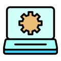 Laptop settings icon vector flat