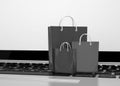 Laptop and shopping pags Royalty Free Stock Photo