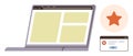 Laptop Displaying Webpage Layout with Notification Popup and Highlighted Star Icon Royalty Free Stock Photo