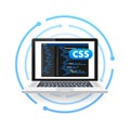 Laptop showing cascading style sheets programming code on screen Royalty Free Stock Photo