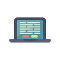Laptop showing code on screen with buttons for programming Royalty Free Stock Photo