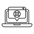 Laptop showing error message with cross mark icon Royalty Free Stock Photo