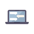 Laptop showing instant messaging conversation bubbles on screen