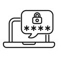 Laptop showing password protection with lock and asterisks symbol in speech bubble Royalty Free Stock Photo