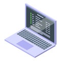 Laptop showing programming code on screen isometric view Royalty Free Stock Photo