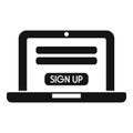 Laptop showing sign up form for creating account Royalty Free Stock Photo