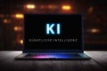 Laptop showing text in German: KI, kÃ¼nstliche Intelligenz - Generative AI