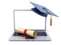 Laptop and sign e-learning Royalty Free Stock Photo