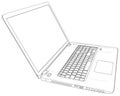 Laptop sketch. Vector created of 3d. Wire-frame line style Royalty Free Stock Photo