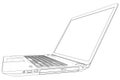 Laptop sketch. Vector created of 3d. Wire-frame line style Royalty Free Stock Photo
