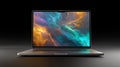 A laptop with a sleek design is displayed against a dark background. Royalty Free Stock Photo