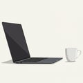 A laptop with a sleek, minimalist design is open and positioned on a plain surface Royalty Free Stock Photo