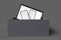 laptop and smartphone in a box with blank screen isolated on black background, clipping path, 3d rendering Royalty Free Stock Photo