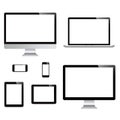 Laptop, smartphone, tablet, computer, display isolated on white background Royalty Free Stock Photo