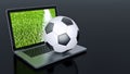 Laptop with soccer football ball