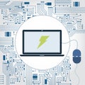 Laptop, socket and electronics circuit