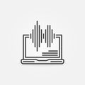 Laptop with Sound wave linear vector concept icon