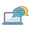 Laptop speech bubble social media icon