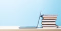 Laptop and stack of notepads Royalty Free Stock Photo