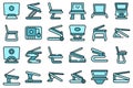 Laptop stand icons set vector flat