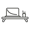 Laptop stand table icon outline vector. Business laptop