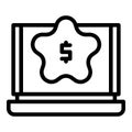 Laptop star content icon outline vector. Plan media