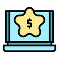 Laptop star content icon vector flat