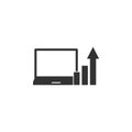 laptop, statistics, arrow, up icon. Element of business icon for mobile concept and web apps. Glyph laptop, statistics, arrow, up Royalty Free Stock Photo