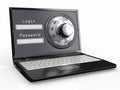 Laptop with steel security lock. Password