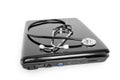 Laptop with stethoscope Royalty Free Stock Photo