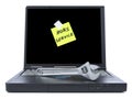 Laptop with sticky note Royalty Free Stock Photo